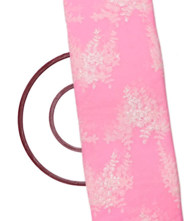 light pink and white floral net sequin embroidery fabric